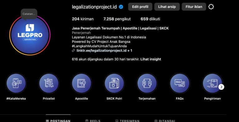 penerjemah tersumpah verified di instagram